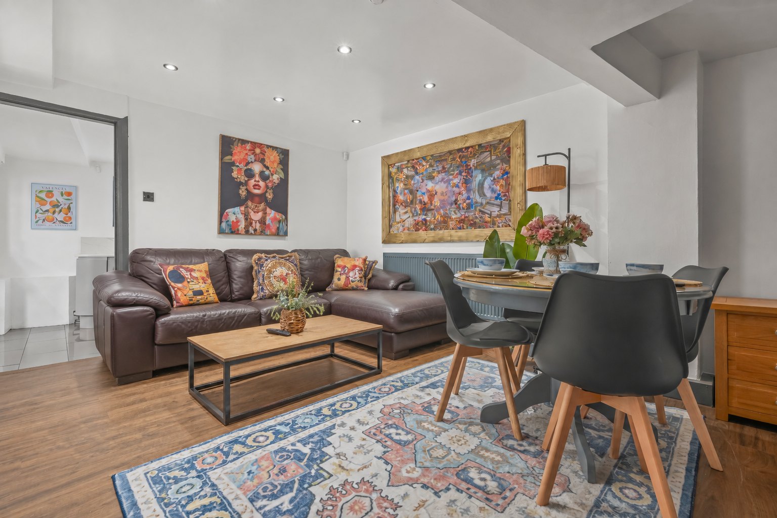 Living and dining area of the EazyStayCo apartment in Sheffield S10